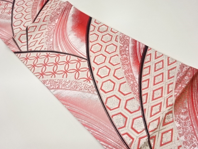 古典柄に花模様織出し全通袋帯